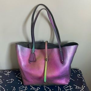 RARE Coach Iridescent Hologram Oil Slick Market Tote